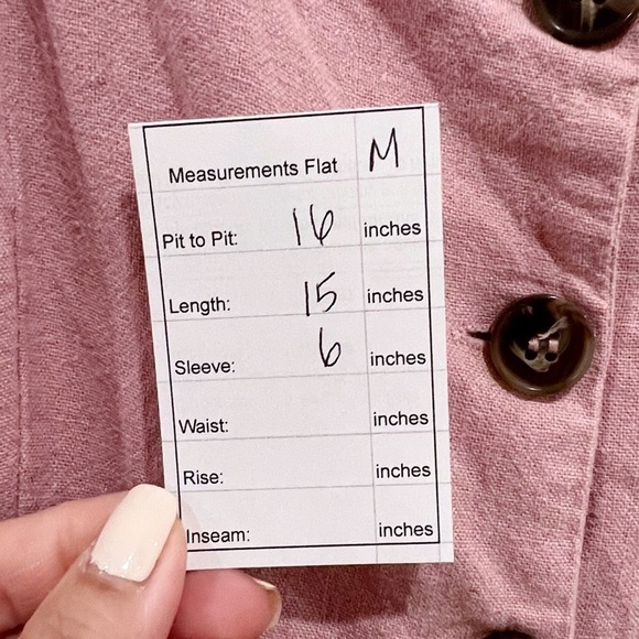 BLASHE Linen Pink Button Crop Top Size M - Picture 8 of 8